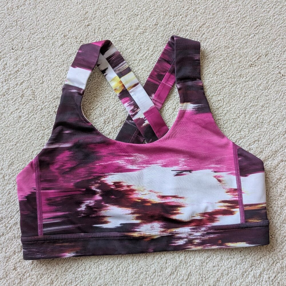 EUC Lululemon All Sport Bra III Pigment Wind Berry Rumble Multi Women's 8 run